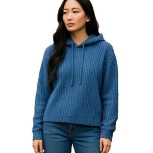 Women's/Junior Hooded Pullover Sweater Blue Knit Victoria Secret PINK